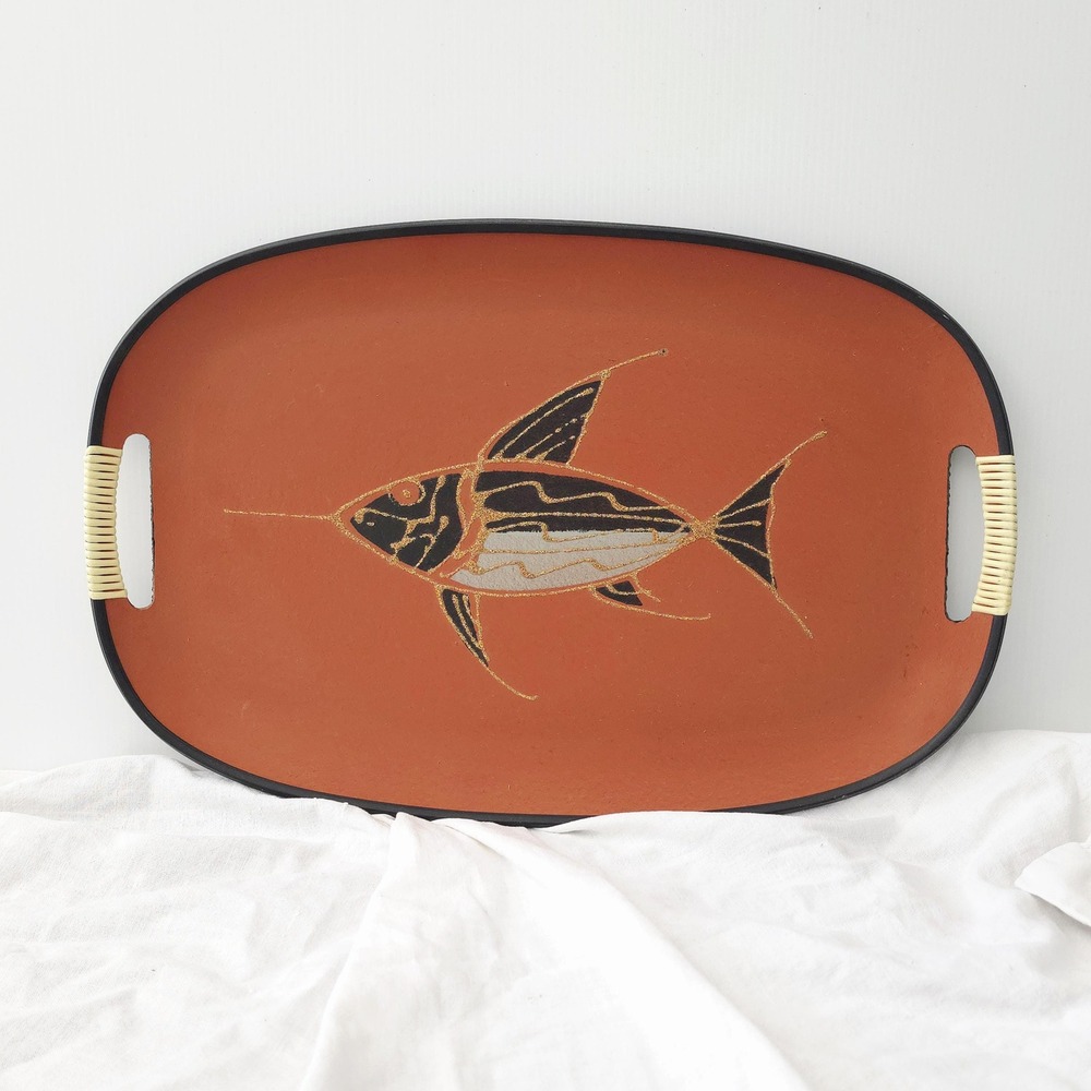 Mid-Century Swordfish Serving Tray, Bar Cart Decor, Made in Japan